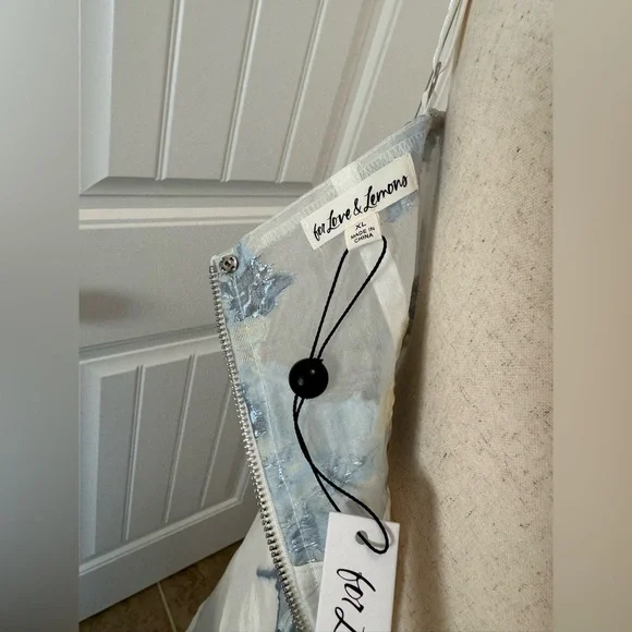 NWT For Love & Lemons Cody Organza Sheer Dress, White and Icicle Blue - XL - Picture 15 of 15